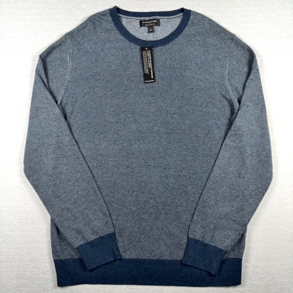 Banana Republic Premium Luxe Yarn Sweater Mens Size L Blue NEW